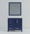 Lexora Jacques 36 Inch Navy Blue Single Vanity Cabinet, no Top and 34 Inch Mirror - Right Version