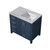 Lexora Jacques 36 Inch Navy Blue Single Vanity, White Carrara Marble Top, White Square Sink and no Mirror - Right Version