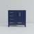 Lexora Jacques 36 Inch Navy Blue Single Vanity Cabinet, White Carrara Marble Top, White Square Sink and no Mirror - Right Version