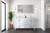 Lexora Jacques 60 Inch White Double Vanity Cabinet, White Carrara Marble Top, White Square Sinks and 58 Inch Mirror