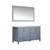 Lexora Jacques 60 Inch Dark Grey Double Vanity, White Carrara Marble Top, White Square Sinks and 58 Inch Mirror