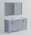 Lexora Jacques 60 Inch Dark Grey Double Vanity Cabinet, White Carrara Marble Top, White Square Sinks and 58 Inch Mirror