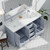 Lexora Jacques 60 Inch Dark Grey Double Vanity Cabinet, White Carrara Marble Top, White Square Sinks and 58 Inch Mirror