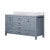 Lexora Jacques 60 Inch Dark Grey Double Vanity Cabinet, White Carrara Marble Top, White Square Sinks and no Mirror