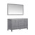 Lexora Jacques 60 Inch Distressed Grey Double Vanity, White Carrara Marble Top, White Square Sinks and 58 Inch Mirror