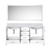 Lexora Jacques 72 Inch White Double Vanity Cabinet, White Carrara Marble Top, White Square Sinks and 70 Inch Mirror