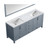 Lexora Jacques 72 Inch Dark Grey Double Vanity, White Carrara Marble Top, White Square Sinks and 70 Inch Mirror