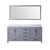 Lexora Jacques 72 Inch Dark Grey Double Vanity Cabinet, White Carrara Marble Top, White Square Sinks and 70 Inch Mirror