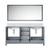 Lexora Jacques 72 Inch Dark Grey Double Vanity Cabinet, White Carrara Marble Top, White Square Sinks and 70 Inch Mirror