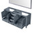 Lexora Jacques 72 Inch Dark Grey Double Vanity Cabinet, no Top and 70 Inch Mirror