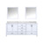 Lexora Jacques 80 Inch White Double Vanity Cabinet, White Carrara Marble Top, White Square Sinks and 30 Inch Mirrors