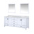 Lexora Jacques 80 Inch White Double Vanity Cabinet, White Carrara Marble Top, White Square Sinks and 30 Inch Mirrors