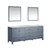 Lexora Jacques 80 Inch Dark Grey Double Vanity, White Carrara Marble Top, White Square Sinks and 30 Inch Mirrors