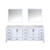Lexora Jacques 84 Inch White Double Vanity Cabinet, White Carrara Marble Top, White Square Sinks and 34 Inch Mirrors