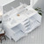 Lexora Jacques 84 Inch White Double Vanity Cabinet, White Carrara Marble Top, White Square Sinks and no Mirror