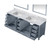Lexora Jacques 84 Inch Dark Grey Double Vanity Cabinet, White Carrara Marble Top, White Square Sinks and 34 Inch Mirrors