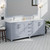 Lexora Jacques 84 Inch Dark Grey Double Vanity Cabinet, White Carrara Marble Top, White Square Sinks and 34 Inch Mirrors