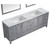 Lexora Jacques 84 Inch Distressed Grey Double Vanity, White Carrara Marble Top, White Square Sinks and 34 Inch Mirrors