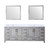 Lexora Jacques 84 Inch Distressed Grey Double Vanity Cabinet, White Carrara Marble Top, White Square Sinks and 34 Inch Mirrors