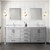 Lexora Jacques 84 Inch Distressed Grey Double Vanity Cabinet, White Carrara Marble Top, White Square Sinks and no Mirror