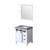 Lexora Marsyas 30 Inch White Single Vanity, Grey Quartz Top, White Square Sink and 28 Inch Mirror