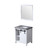 Lexora Marsyas 30 Inch White Single Vanity, Grey Quartz Top, White Square Sink and 28 Inch Mirror