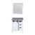 Lexora Marsyas 30 Inch White Single Vanity Cabinet, Grey Quartz Top, White Square Sink and 28 Inch Mirror
