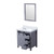 Lexora Marsyas 30 Inch Dark Grey Single Vanity Cabinet, White Carrara Marble Top, White Square Sink and 28 Inch Mirror