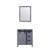 Lexora Marsyas 30 Inch Dark Grey Single Vanity Cabinet, no Top and 28 Inch Mirror