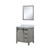Lexora Marsyas 30 Inch Ash Grey Single Vanity Cabinet, White Quartz Top, White Square Sink and 28 Inch Mirror