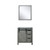 Lexora Marsyas 30 Inch Ash Grey Single Vanity Cabinet, no Top and 28 Inch Mirror