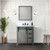 Lexora Marsyas 30 Inch Ash Grey Single Vanity Cabinet, White Quartz Top, White Square Sink and no Mirror