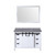 Lexora Marsyas 48 Inch White Single Vanity Cabinet, Grey Quartz Top, White Square Sink and 44 Inch Mirror