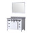 Lexora Marsyas 48 Inch White Single Vanity Cabinet, Grey Quartz Top, White Square Sink and 44 Inch Mirror