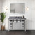 Lexora Marsyas 48 Inch White Single Vanity Cabinet, Grey Quartz Top, White Square Sink and 44 Inch Mirror