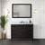 Lexora Marsyas 48 Inch Brown Single Vanity Cabinet, White Quartz Top, White Square Sink and 44 Inch Mirror
