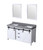 Lexora Marsyas 60 Inch White Double Vanity Cabinet, Grey Quartz Top, White Square Sinks and 24 Inch Mirrors