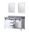 Lexora Marsyas 60 Inch White Double Vanity Cabinet, Grey Quartz Top, White Square Sinks and 24 Inch Mirrors