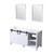 Lexora Marsyas 60 Inch White Double Vanity, no Top and 24 Inch Mirrors