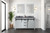 Lexora Marsyas 60 Inch White Double Vanity Cabinet, Grey Quartz Top, White Square Sinks and no Mirror