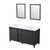 Lexora Marsyas 60 Inch Brown Double Vanity, White Quartz Top, White Square Sinks and 24 Inch Mirrors