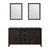 Lexora Marsyas 60 Inch Brown Double Vanity Cabinet, no Top and 24 Inch Mirrors