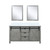Lexora Marsyas 60 Inch Ash Grey Double Vanity Cabinet, White Quartz Top, White Square Sinks and 24 Inch Mirrors