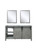 Lexora Marsyas 60 Inch Ash Grey Double Vanity, no Top and 24 Inch Mirrors