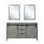 Lexora Marsyas 60 Inch Ash Grey Double Vanity Cabinet, no Top and 24 Inch Mirrors