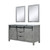 Lexora Marsyas 60 Inch Ash Grey Double Vanity Cabinet, no Top and 24 Inch Mirrors