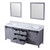 Lexora Marsyas 80 Inch Dark Grey Double Vanity Cabinet, White Carrara Marble Top, White Square Sinks and 30 Inch Mirrors