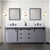 Lexora Marsyas 80 Inch Dark Grey Double Vanity Cabinet, White Carrara Marble Top, White Square Sinks and 30 Inch Mirrors