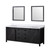 Lexora Marsyas 80 Inch Brown Double Vanity Cabinet, White Quartz Top, White Square Sinks and 30 Inch Mirrors