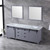 Lexora Marsyas 84 Inch Dark Grey Double Vanity, White Carrara Marble Top, White Square Sinks and 34 Inch Mirrors